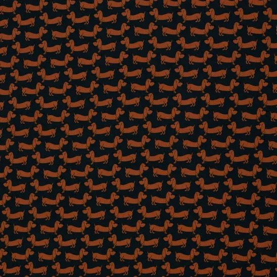 Viscose zwart met bruine teckels - Cherry Picking
